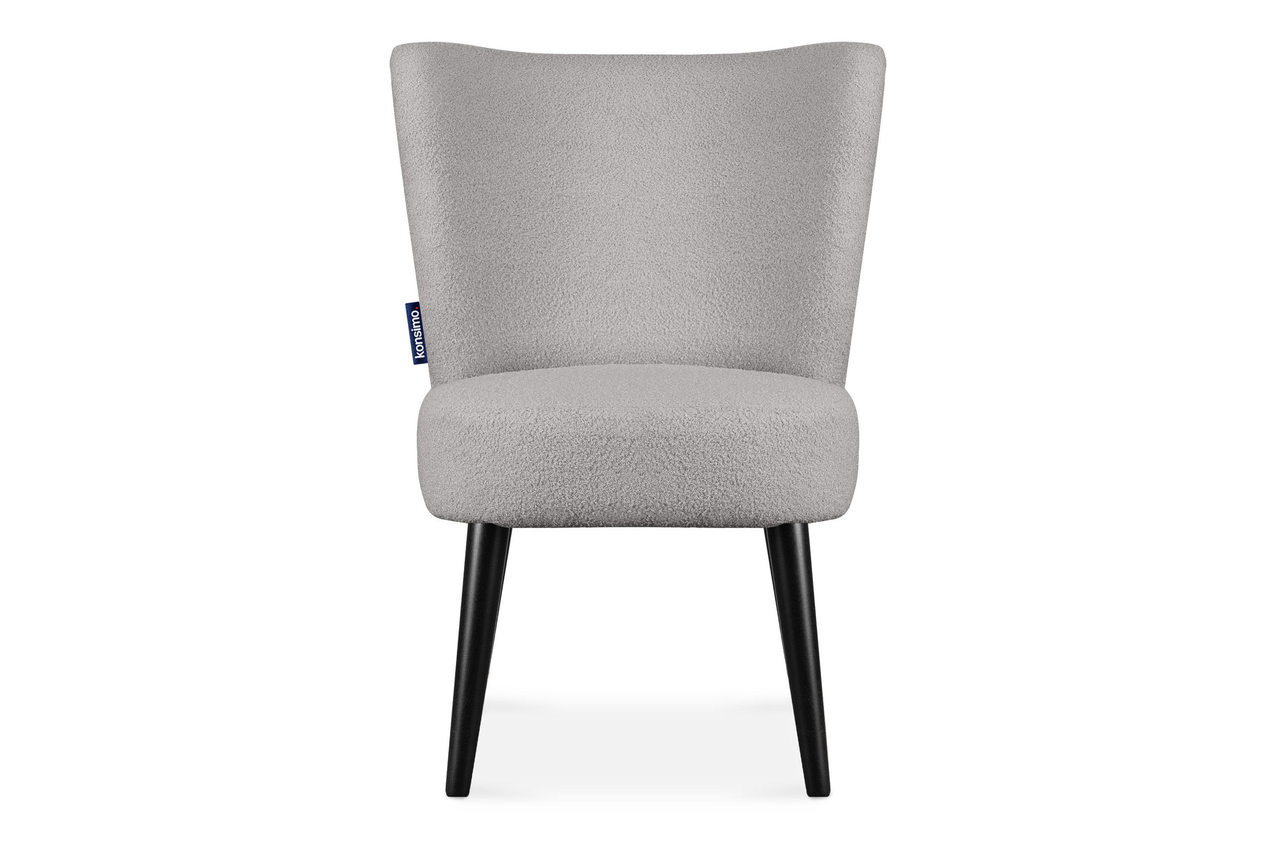 COCKTAILSESSEL APPA uf hohen schwarz lackierten Beinen aus Buchenholz, aus recyceltem Boucle-Stoff, Hellgrau/Schwarz - Hellgrau/Schwarz, Holz/Textil (63/89/65cm) - KONSIMO®