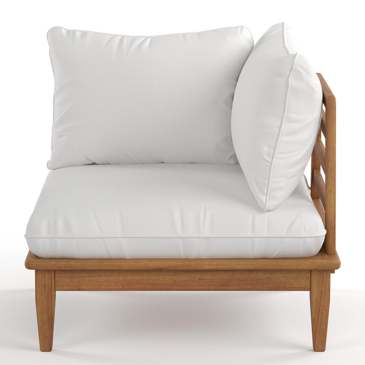 LOUNGEGRUPPE - 2-teilig - Akazie massiv / Webstoff - Akazie Braun / Creme - Creme/Akaziefarben, Holz/Textil - home24