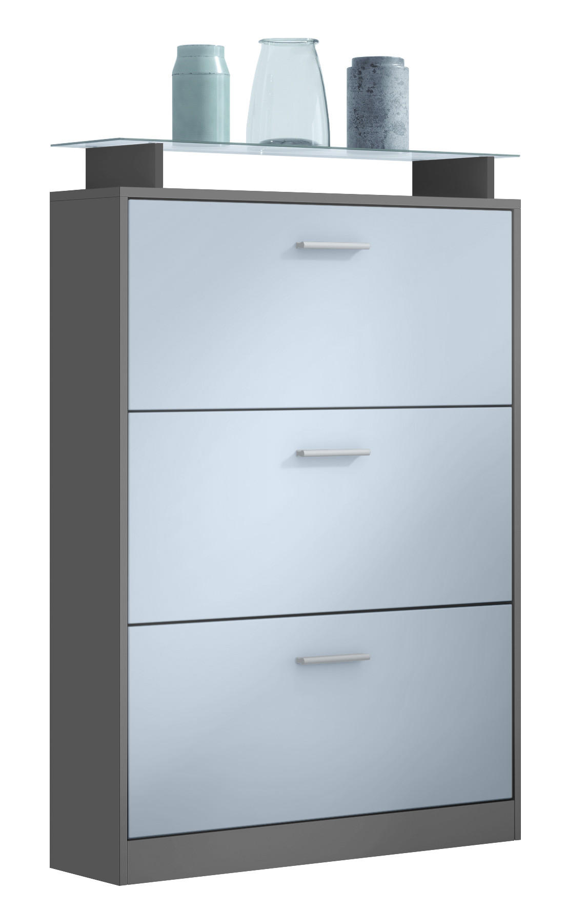 SCHUHSCHRANK Lavia Front in Denim - Pastellblau, Holzwerkstoff (89/128/23cm) - Vladon