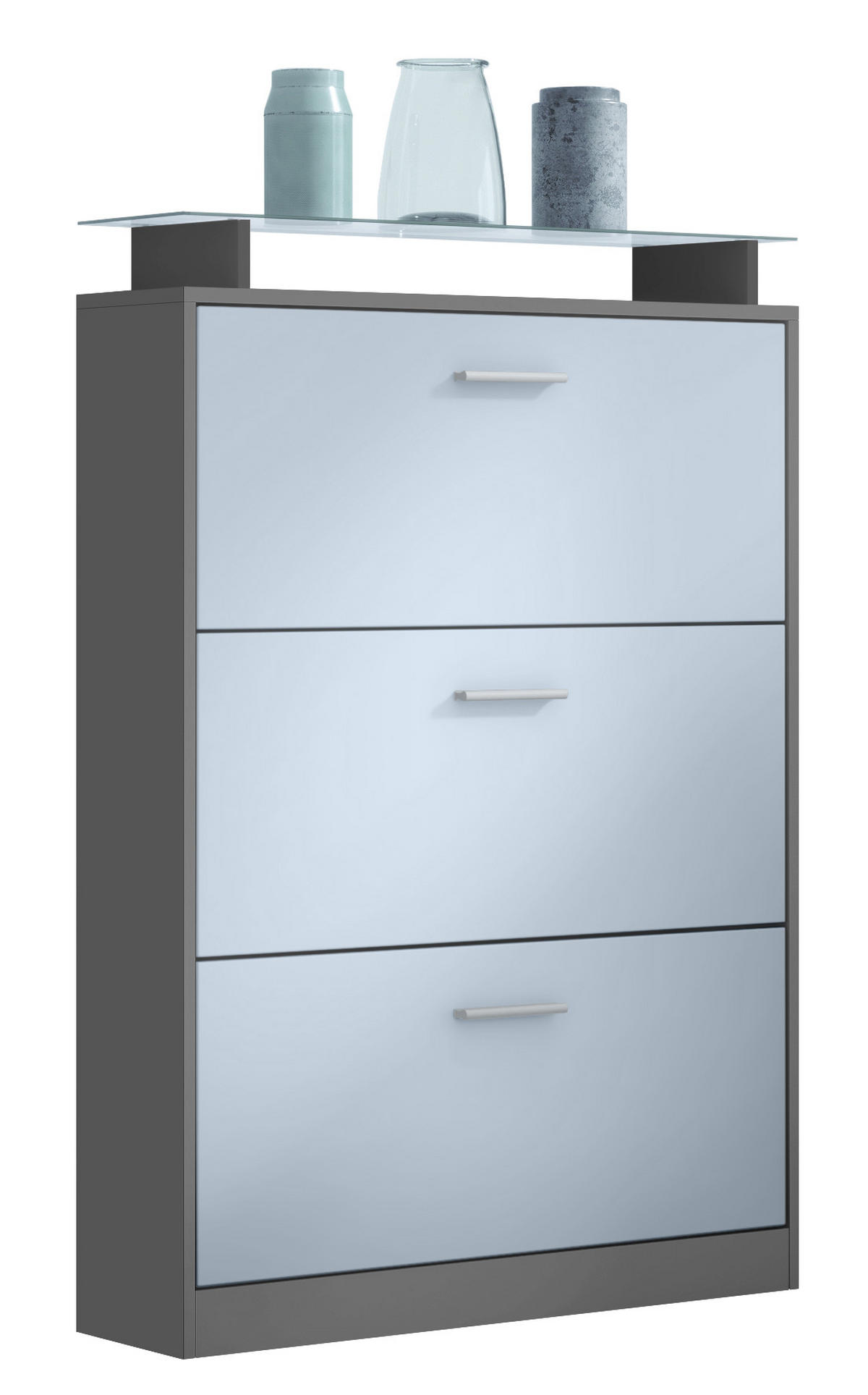 SCHUHSCHRANK Lavia Front in Denim - Pastellblau, Holzwerkstoff (89/128/23cm) - Vladon