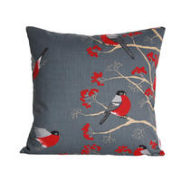 KISSENHÜLLE Beeren Vögel Baumwolle stone 40/40 cm - Grau, Textil (40/40cm) - beties Heimtextil
