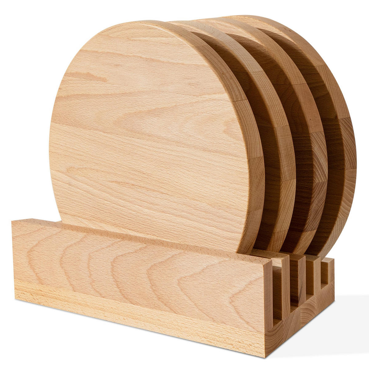 SCHNEIDEBRETT Set mit Halter Hemero 4tlg - Buchefarben, Holz (25/8cm) - KONSIMO®