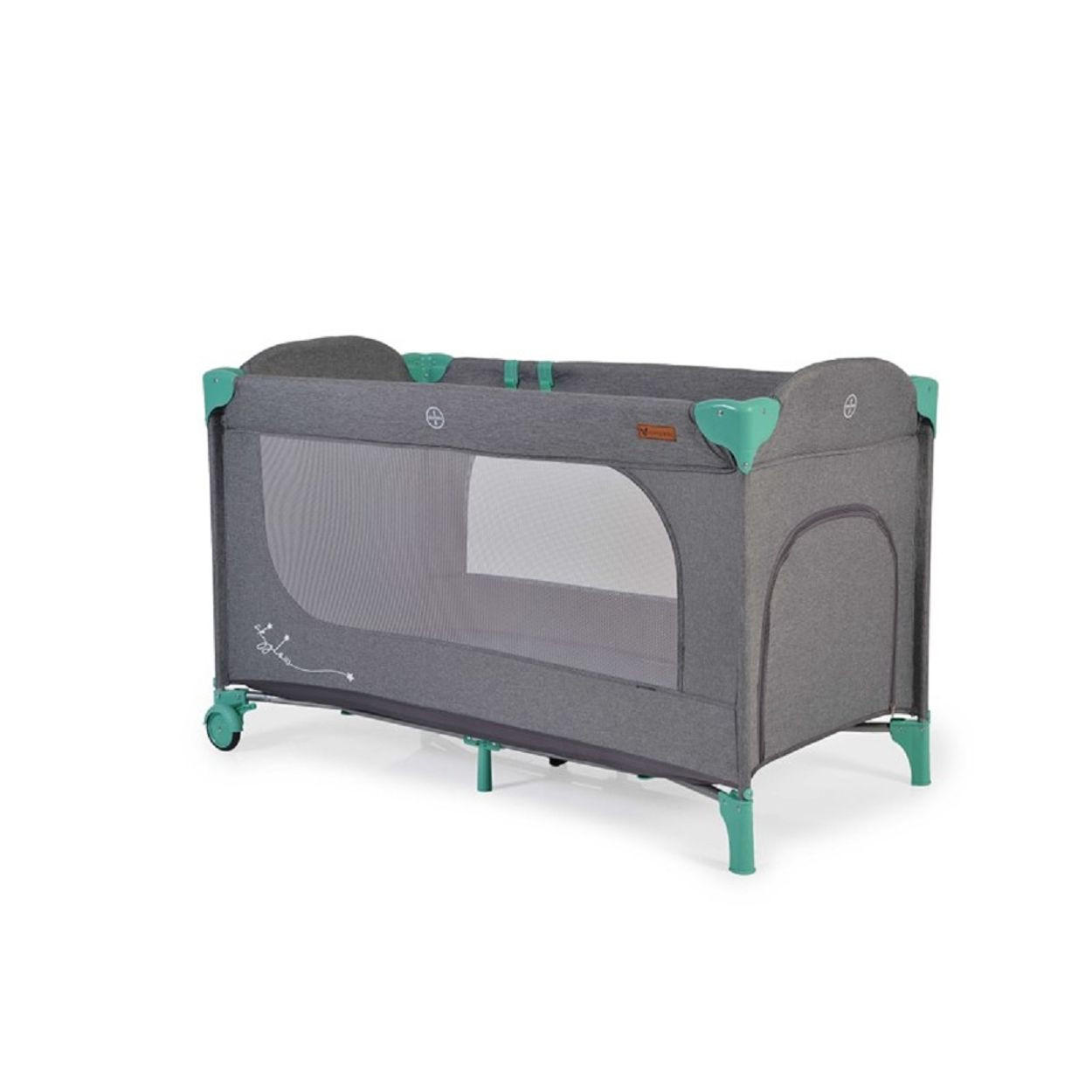 REISEBETT LAUFSTALL Skyglow grün 2 Räder mit Bremsen Matratze Seiteneingang - Grün, Kunststoff (60/120cm) - Cangaroo
