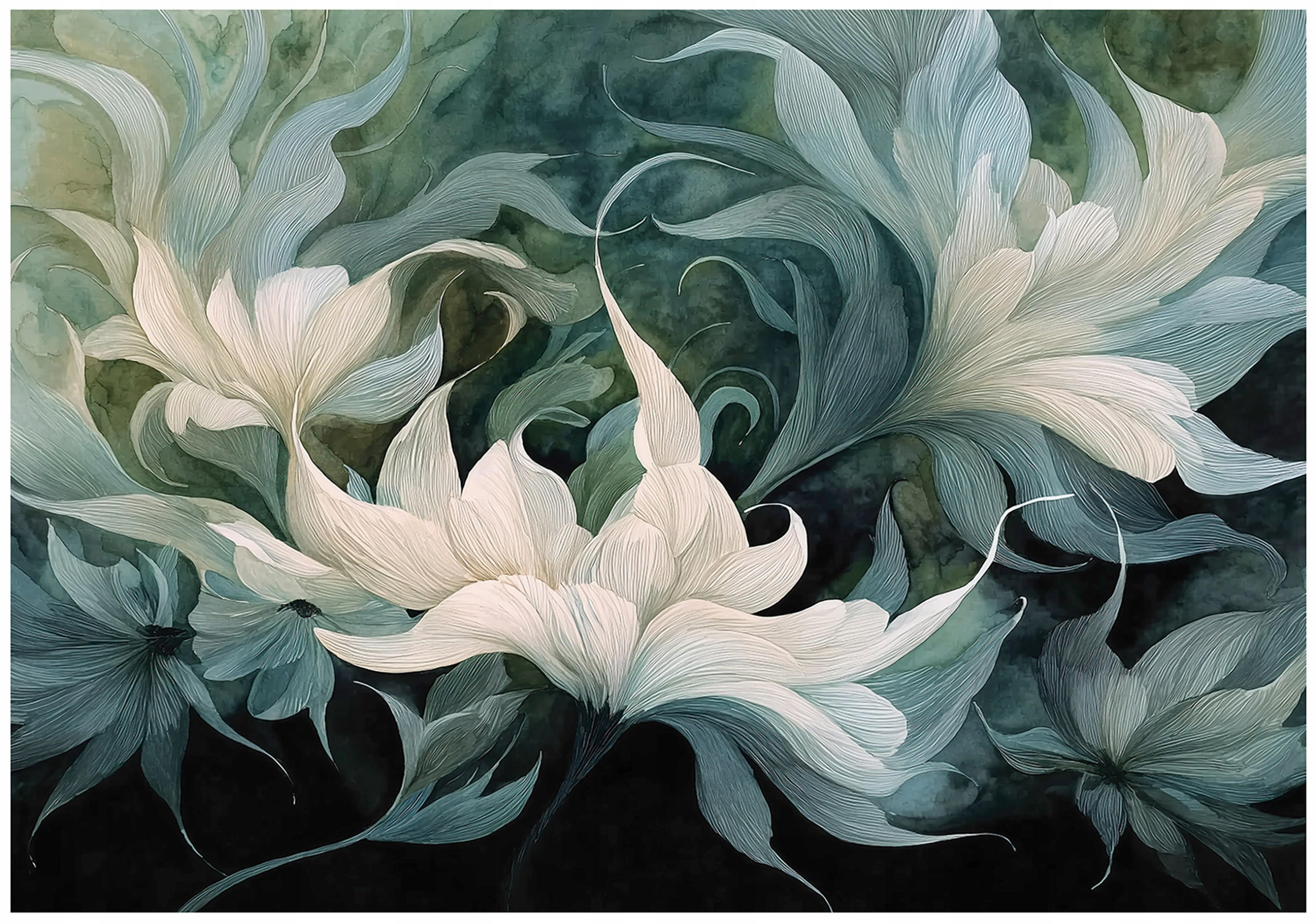 FOTOTAPETE Blumen Abstrakt Grün 400x280 cm - Multicolor, Papier (400/280cm) - Wallarena