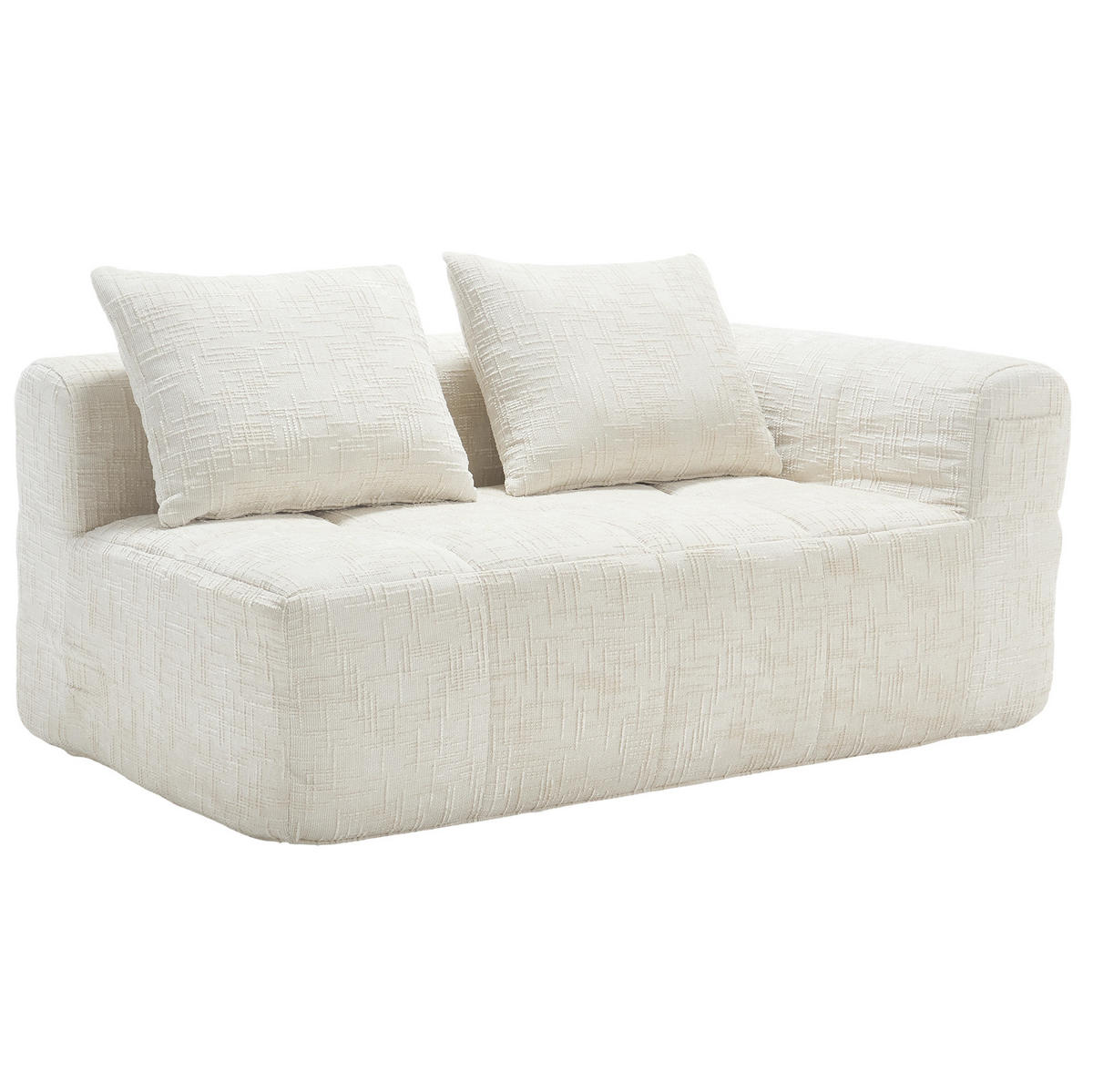 SOFA mit Seitentaschen ca. 158 x 90 cm Chenille Beige - Beige, Kunststoff (158/60/90cm) - Meubliv