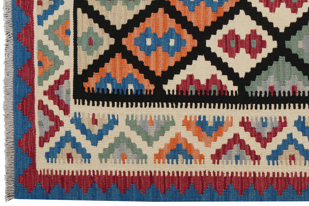 HANDWEBTEPPICH Kelim Gashgai Schwarz 189/125 cm - Schwarz, Textil (125/189cm) - Looma