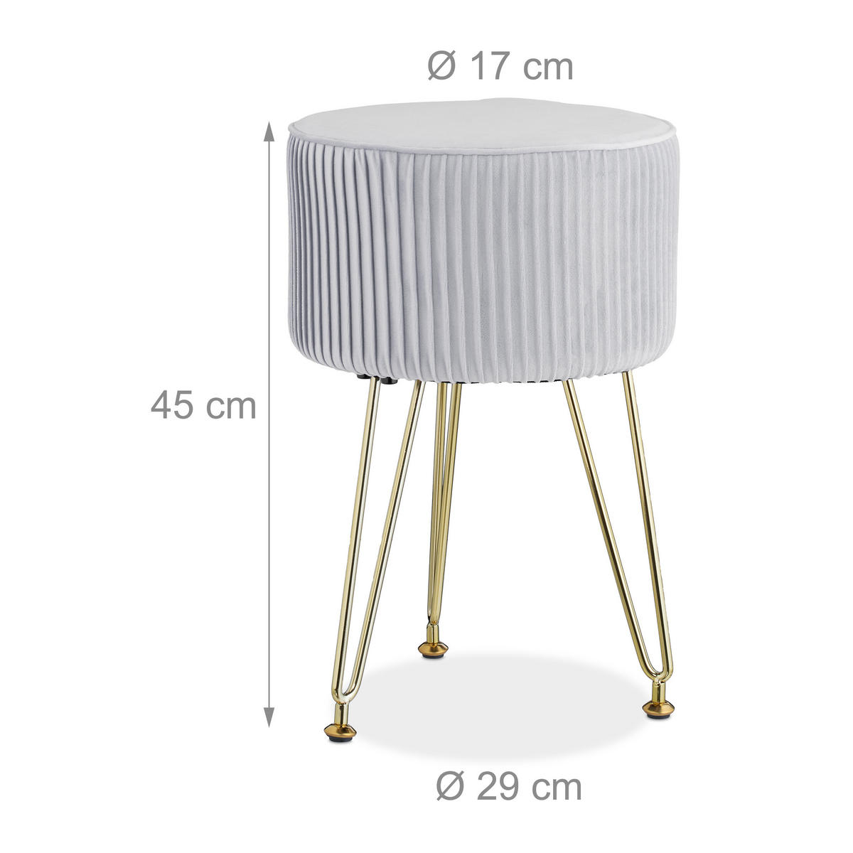 SAMT-HOCKER - Grau, Holzwerkstoff/Textil (29/45/29cm) - Relaxdays