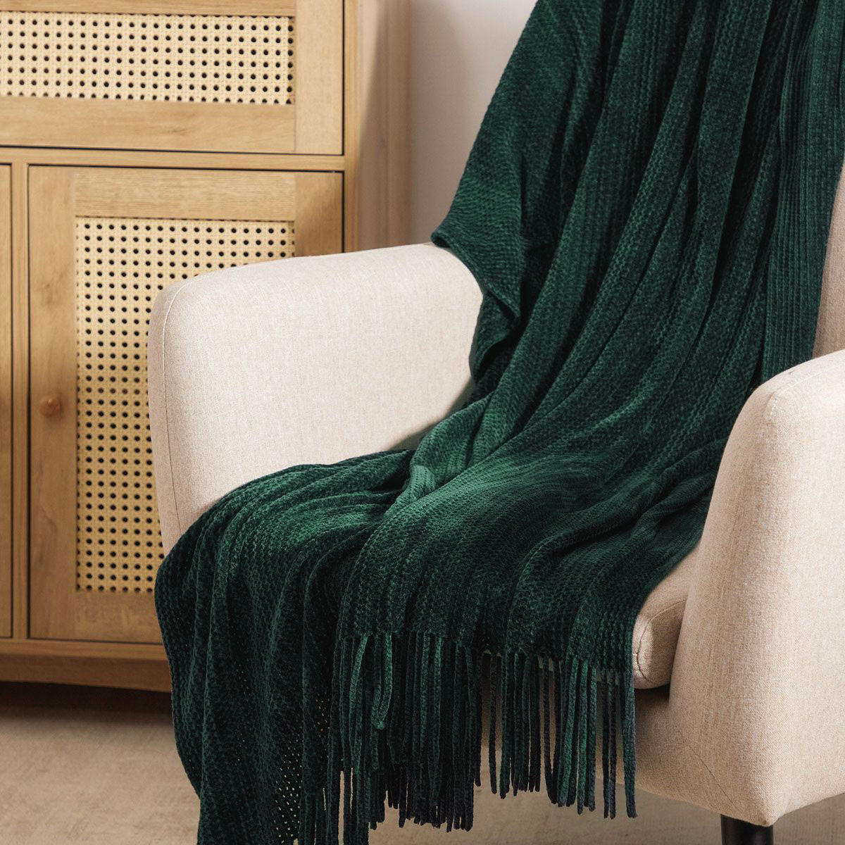 DECKE Chenille grün 130/170 cm - Grün, Textil (130/170cm) - Homla