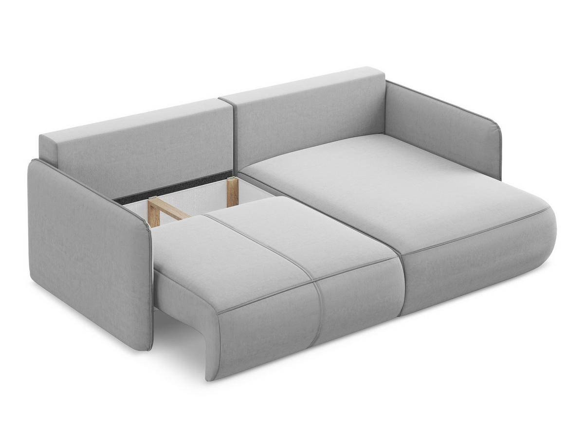 ECKSOFA mit Schlaffunktion Chenille Stoff Beige - Beige/Schwarz, Textil/Metall (162/242cm) - Makamii