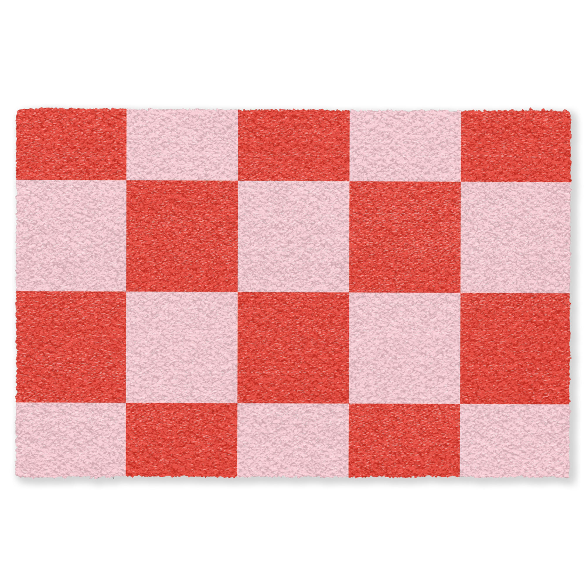 FUSSMATTE Schachbrettmuster - Rot - Rosa - Würfel Türmatte 120x80 cm - Rot, Kunststoff/Textil (120/0.4cm) - MuchoWow