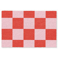 ROHOŽKA Šachovnicový vzor - červená - růžová - kostky 120x80 cm - červená, textil/umělá hmota (120/0.4cm) - MuchoWow