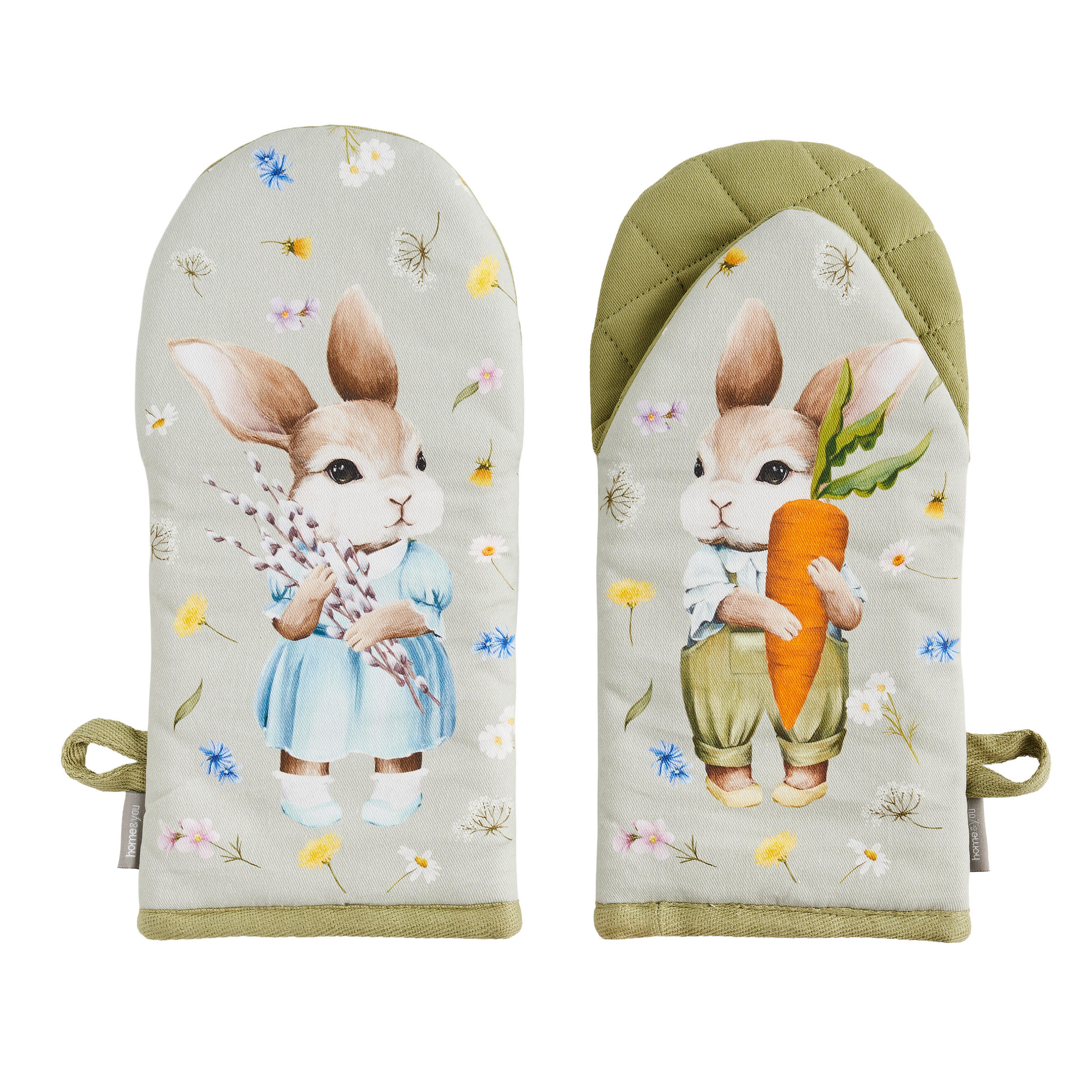 OFENHANDSCHUH 2er Set Emi - Hellgrün, Textil (14/30cm) - home&you