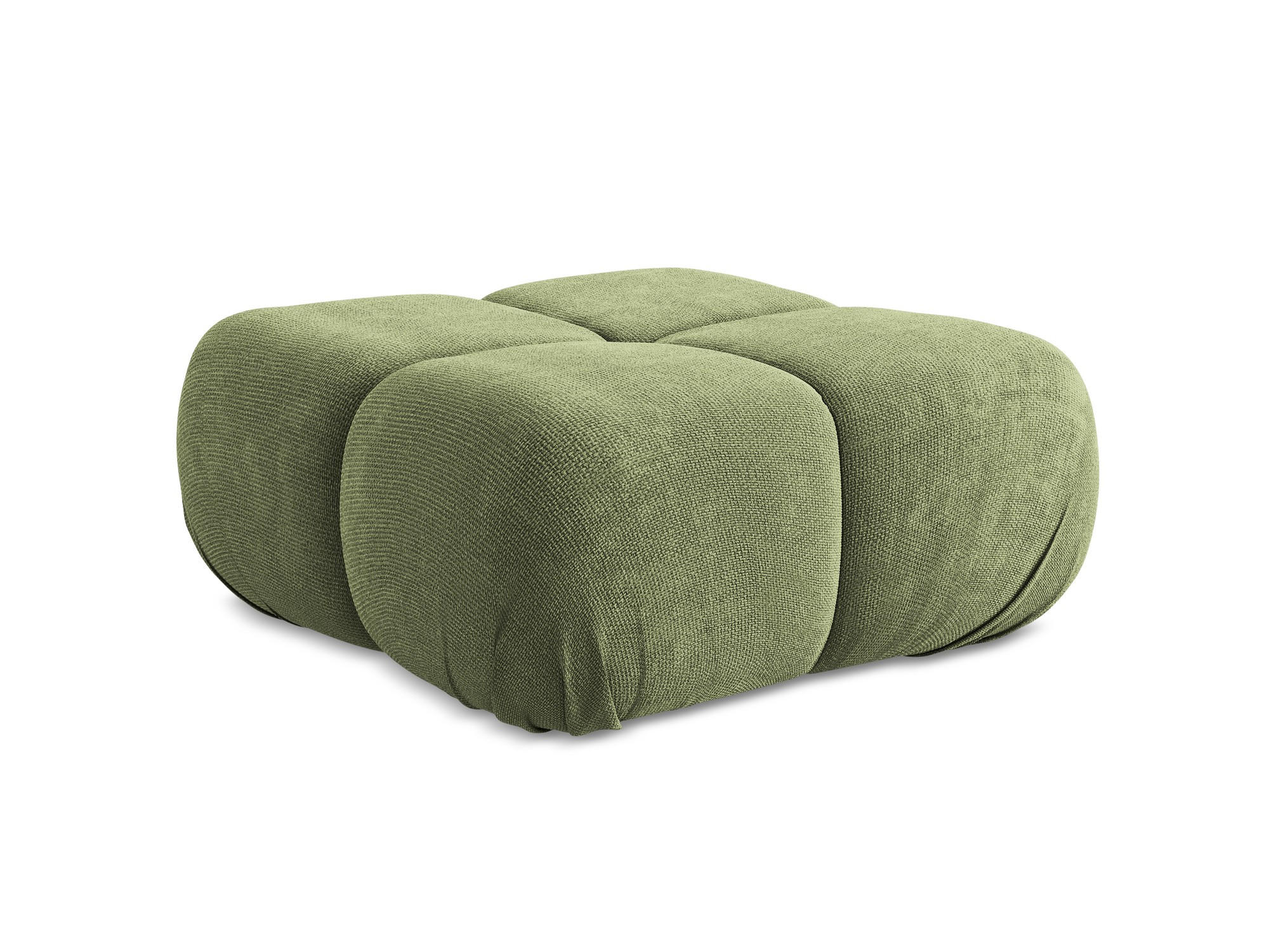 POUF Chenille Stoff Grün - Schwarz/Grau, Kunststoff/Textil (95/41/95cm) - Makamii