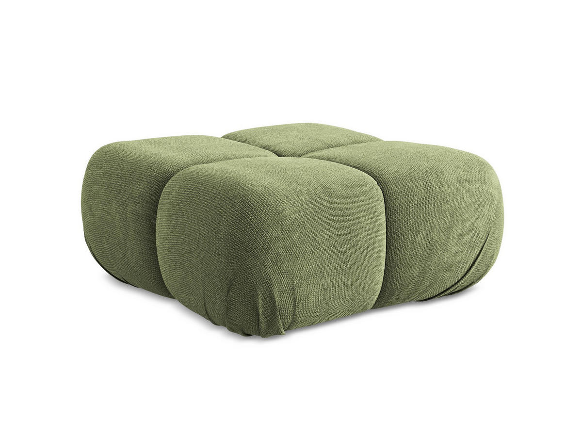 POUF Chenille Stoff Grün - Schwarz/Grau, Kunststoff/Textil (95/41/95cm) - Makamii
