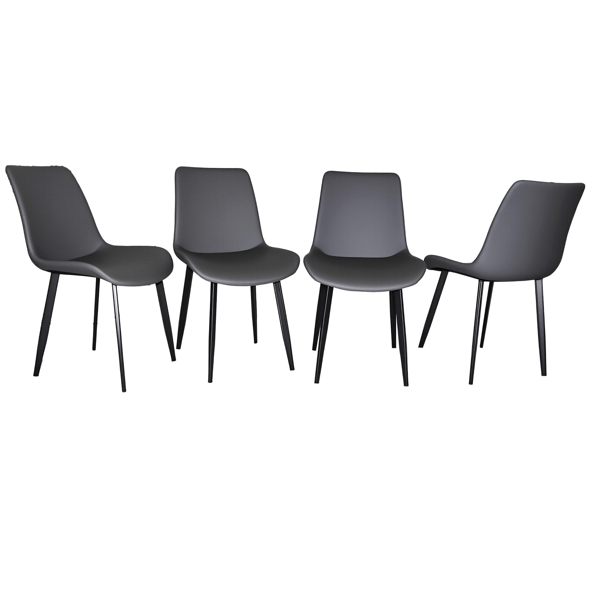 STUHL-SET DE-36246 4 Stück mit Kunstlederbezug Grau - Grau, Metall (44/84/41cm) - ComfortXL