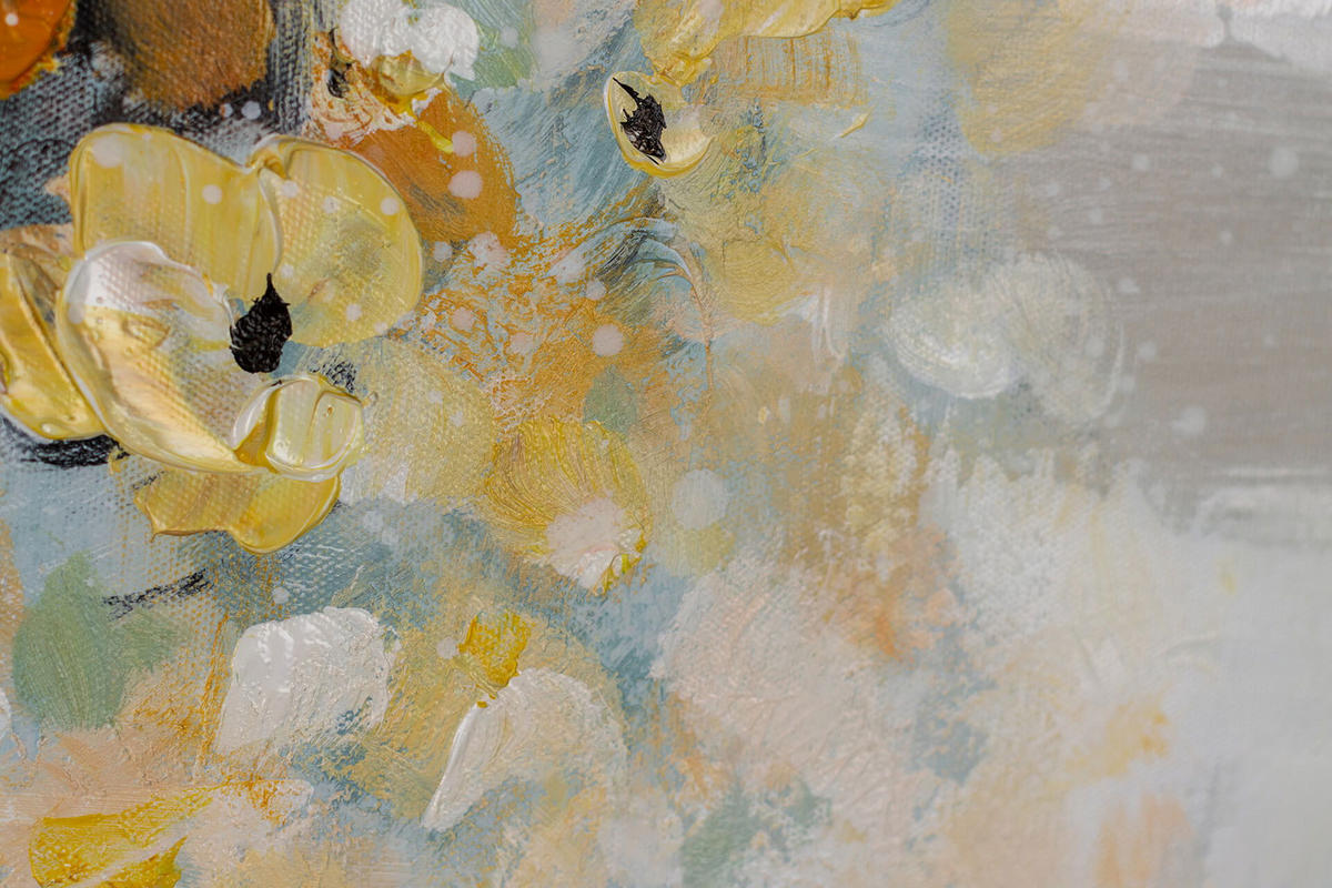 ACRYLBILD HANDGEMALT 90/60 cm - Blau/Gelb, Holz/Textil (1.3/60cm) - KUNSTLOFT