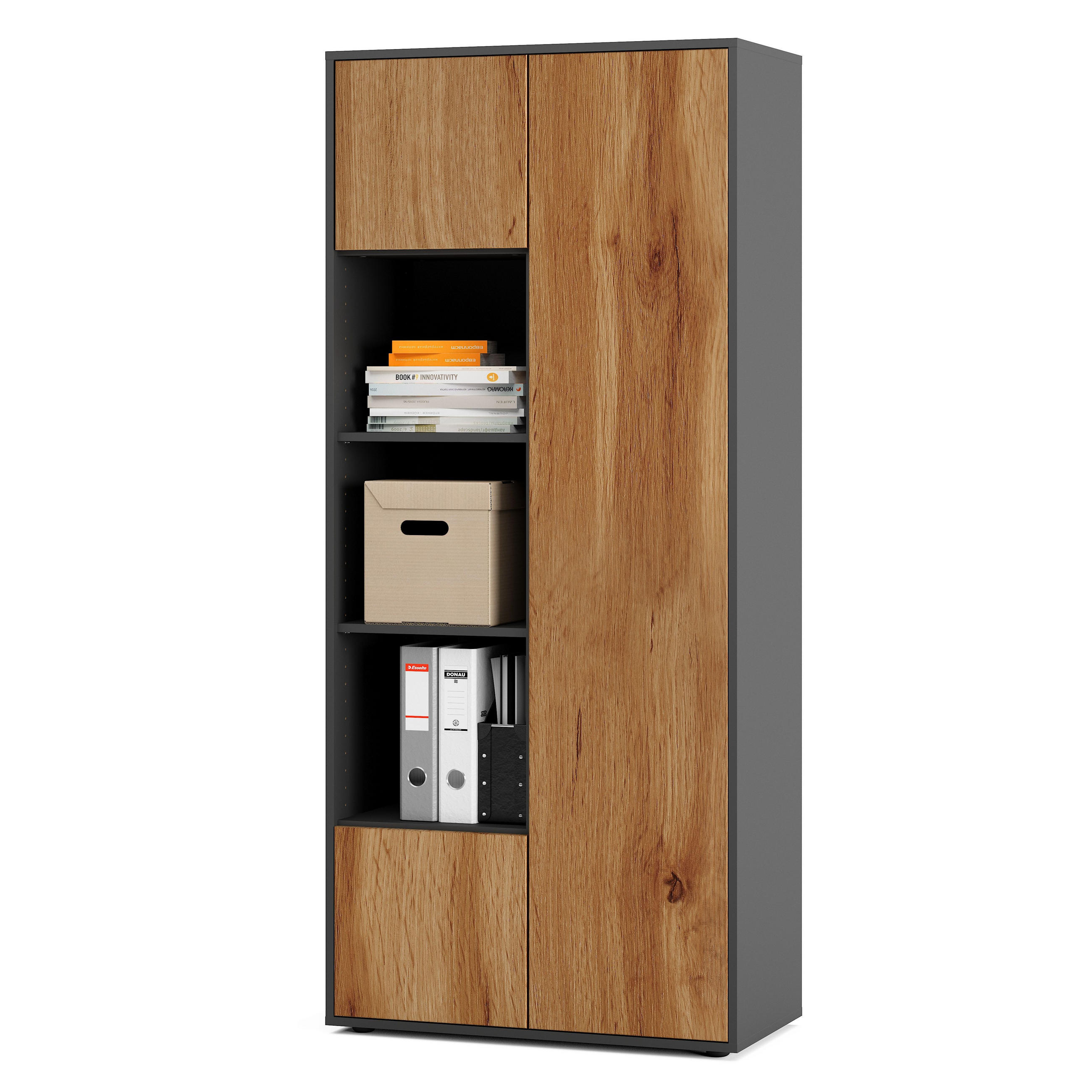 AKTENSCHRANK Amira T30 Eiche Wotan 180/80/40 cm - Eiche Wotan, Holzwerkstoff (80/180/40cm) - SIMPLYFURN