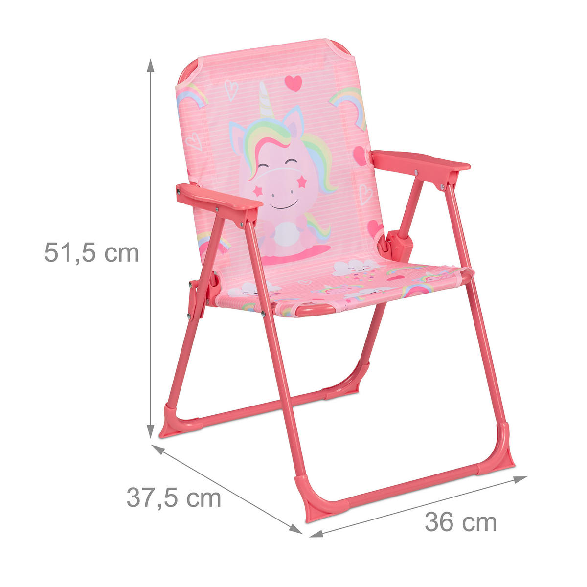 KINDER-KLAPPSTUHL - Rosa, Textil/Metall (36/51.5/37.5cm) - Relaxdays