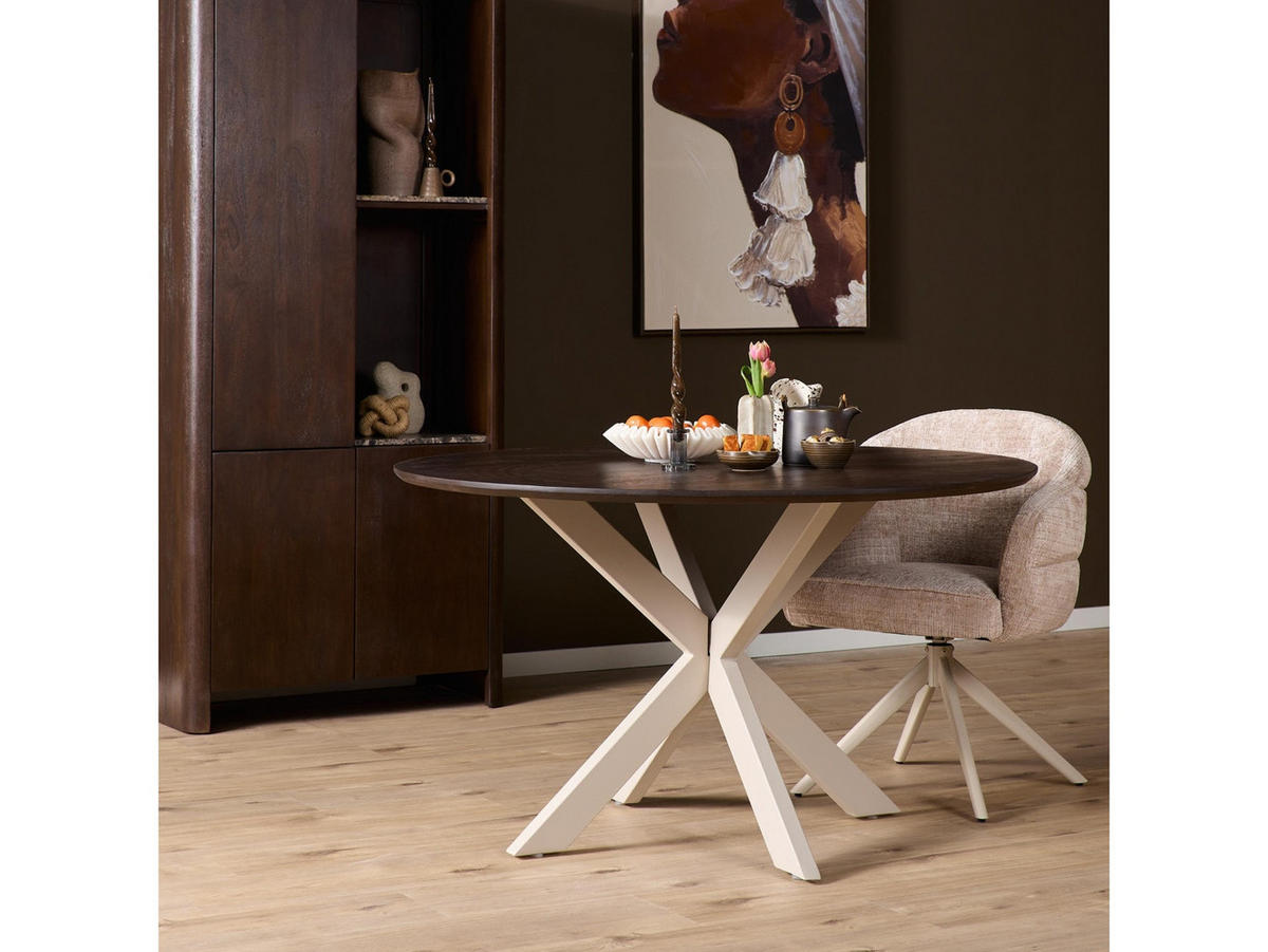 ESSTISCH Dimora -Sand Durchmesser 130 cm Sand - Sandfarben, Holz (130/130/76cm) - Villa Möbel
