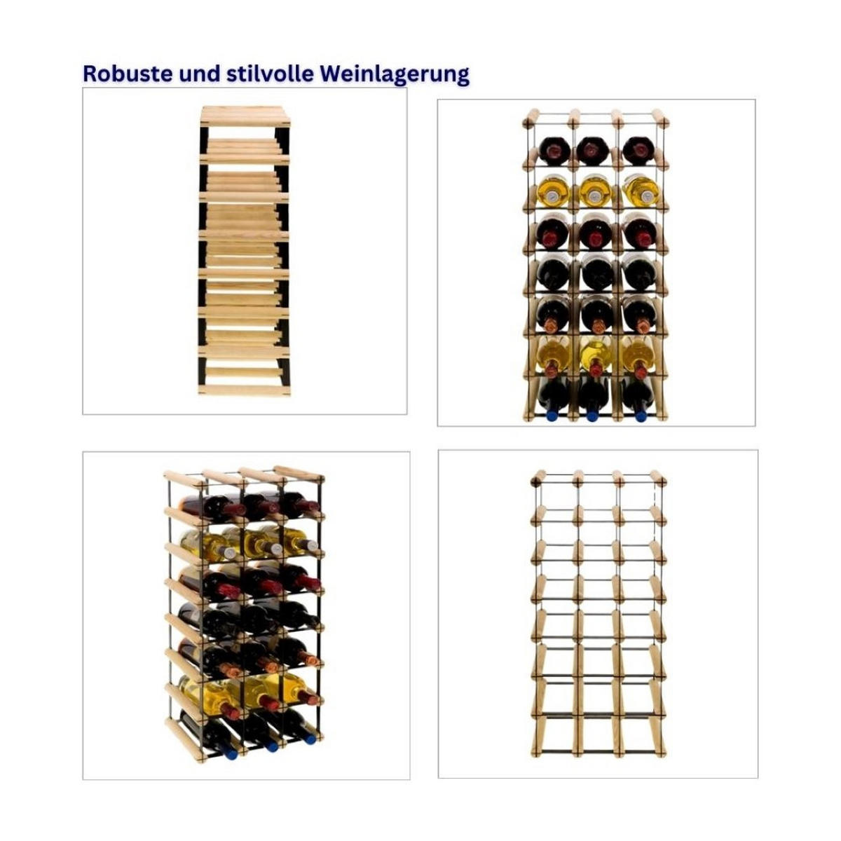 WEINREGAL Vinotega Mod Metal 72,5x32,5x24,5 cm 3x7 Flaschen Massives Kiefernholz Natur - Naturfarben, Holz (32.5/72.5/24.5cm) - PROREGAL