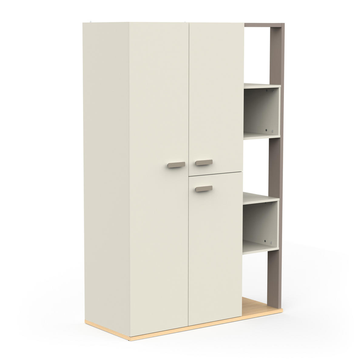 SCHRANK 3 Türen 5 Nischen - Modell CAMILLIA - Grau - 119,7 x 51,5 x 186,9 cm - Grau, Holz (51.5/186.9/119.7cm) - Demeyere