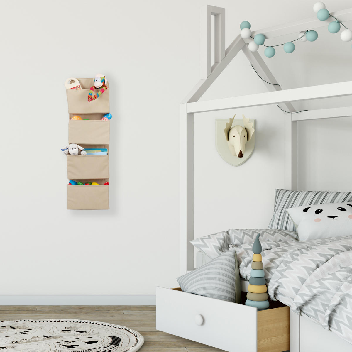 HÄNGEORGANIZER - Beige, Wellpappe/Textil (10/31/104cm) - Relaxdays