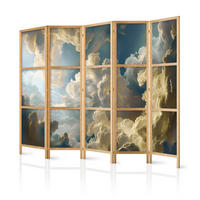 PARAVENT Japanischer 5-tlg 225x172 cm Malerische Wolken - Multicolor, Holz/Textil (225/172/3cm) - Muralo