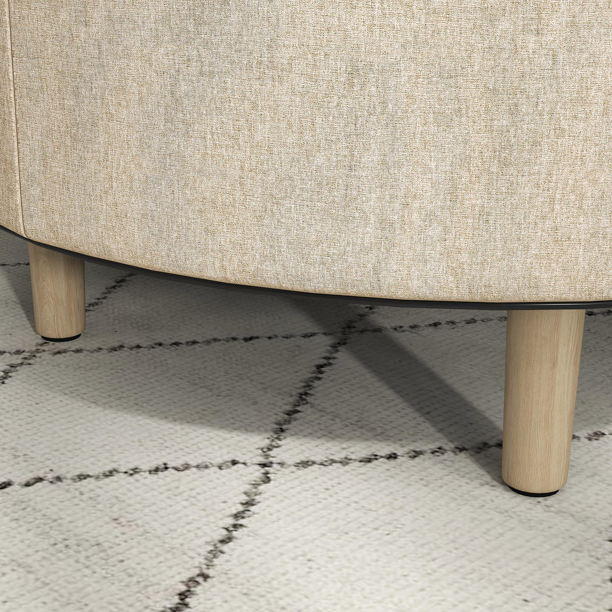 POUF DE-16380 3-in-1 mit reversiblem Deckel und Holzbeinen Beige - Beige, Textil (56/42/56cm) - ComfortXL