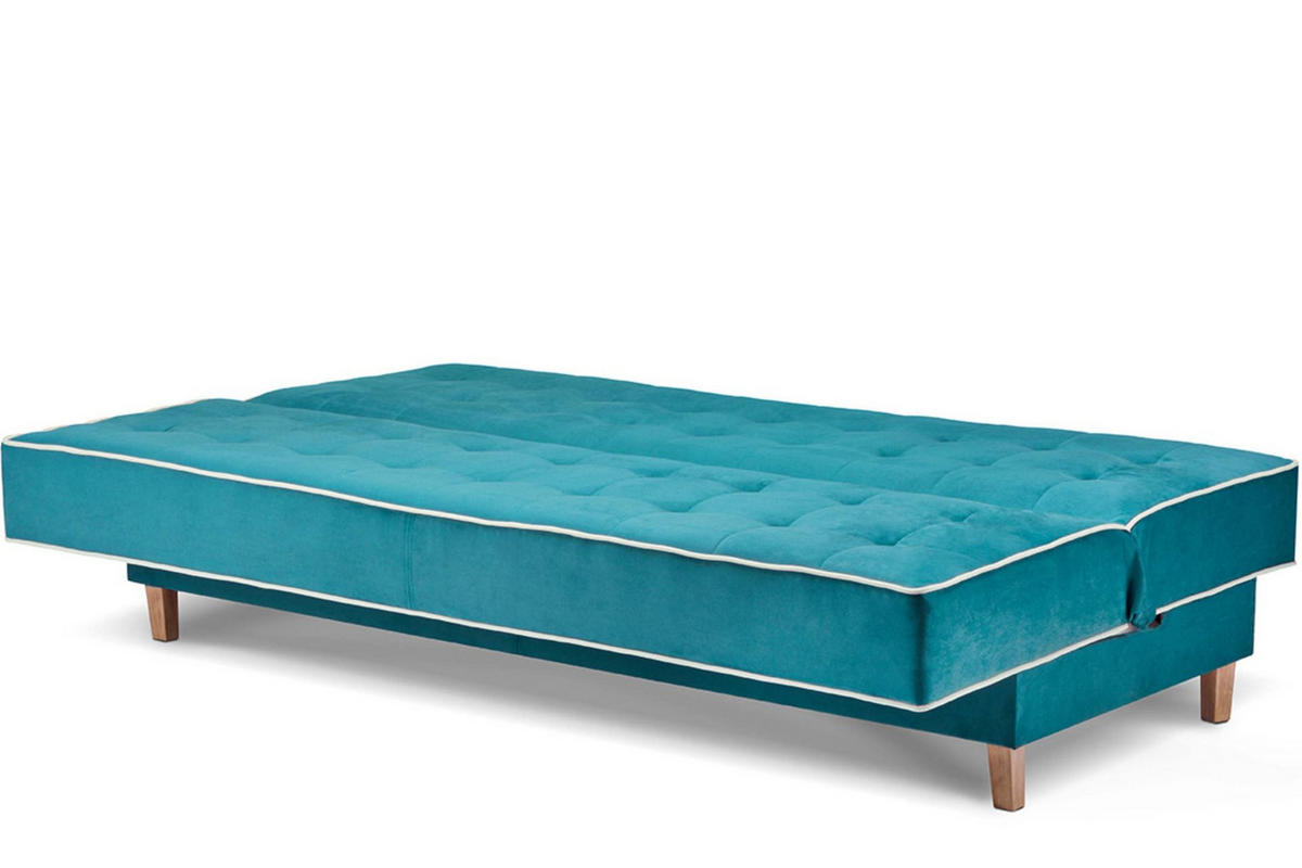 3-SITZER-SCHLAFSOFA DOZER Velours, türkis/ecru - Türkis/Ecru, Textil (197/94/93cm) - KONSIMO®