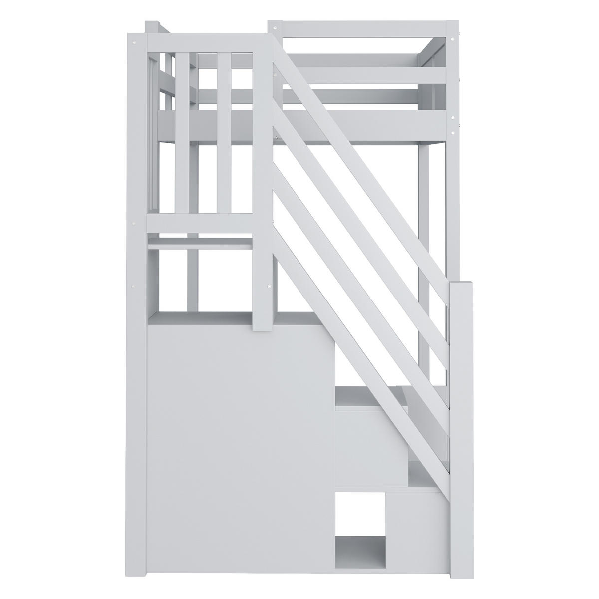 HOCHBETT 90/200 cm DE-01444, in Grau, mit Sicherheitstür und Stauraumleiter - Grau, Holz (90/200cm) - ComfortXL
