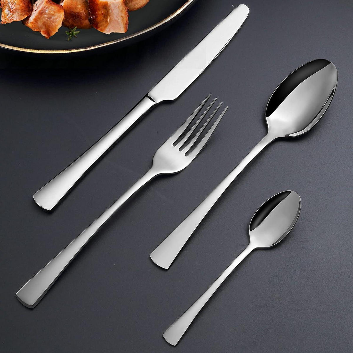 BESTECKSET 24-teilig für 6 Personen Edelstahl Silberfarben - Silberfarben, Metall