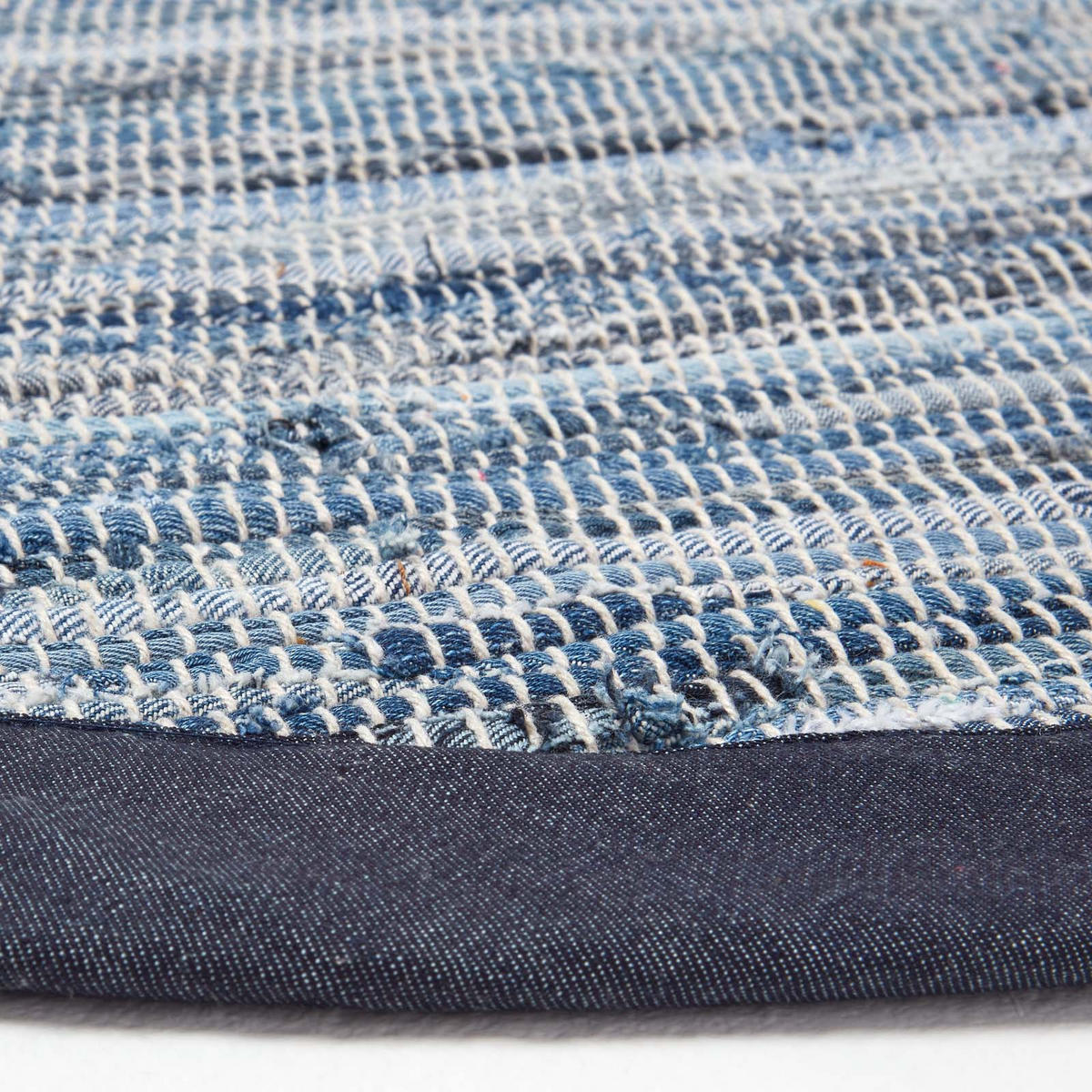 FLICKENTEPPICH rund aus Recycling-Denim 150 cm - Blau, Textil (150/150cm) - Homescapes