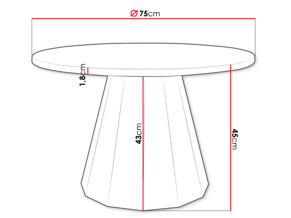 COUCHTISCH Elipse - Schwarz, Holzwerkstoff/Metall (75/75/45cm) - MIRJAN24