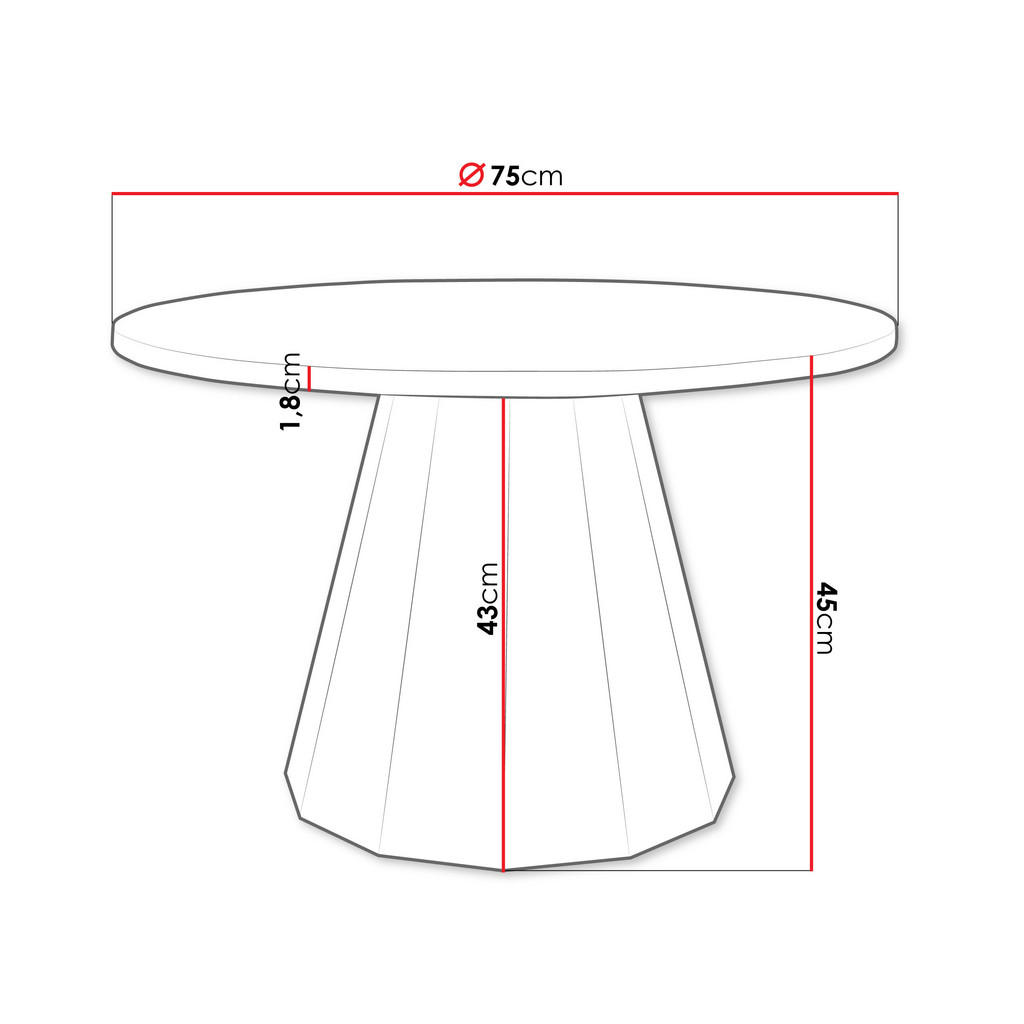 Thumbnail - Mirjan24 Couchtisch, Schwarz, Braun, Holzwerkstoff, Rund,Rund, 75x45x75 cm, Wohnzimmer, Wohnzimmertische, Couchtische
