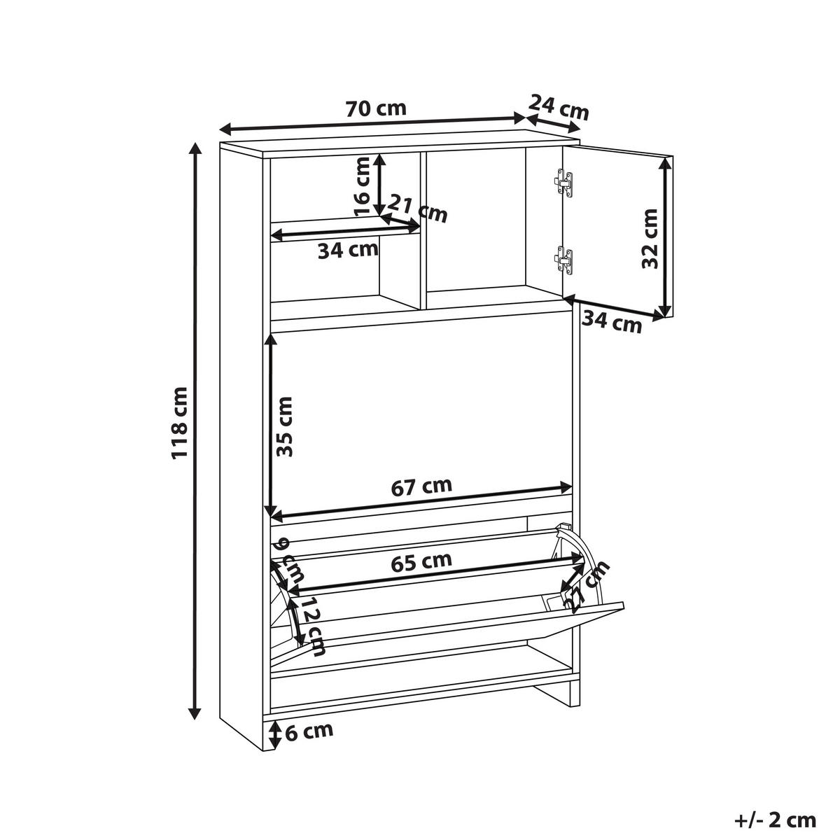 SCHUHSCHRANK Weiß Cobar - Weiß, Holzwerkstoff (70/118/24cm) - Beliani