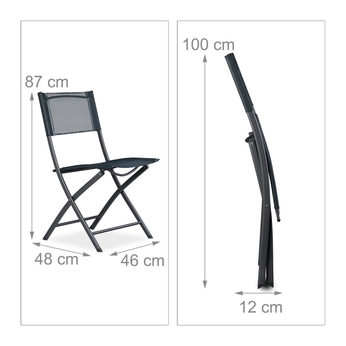 KLAPPSTUHL - Multicolor, Textil/Metall (46/87/48cm) - Relaxdays