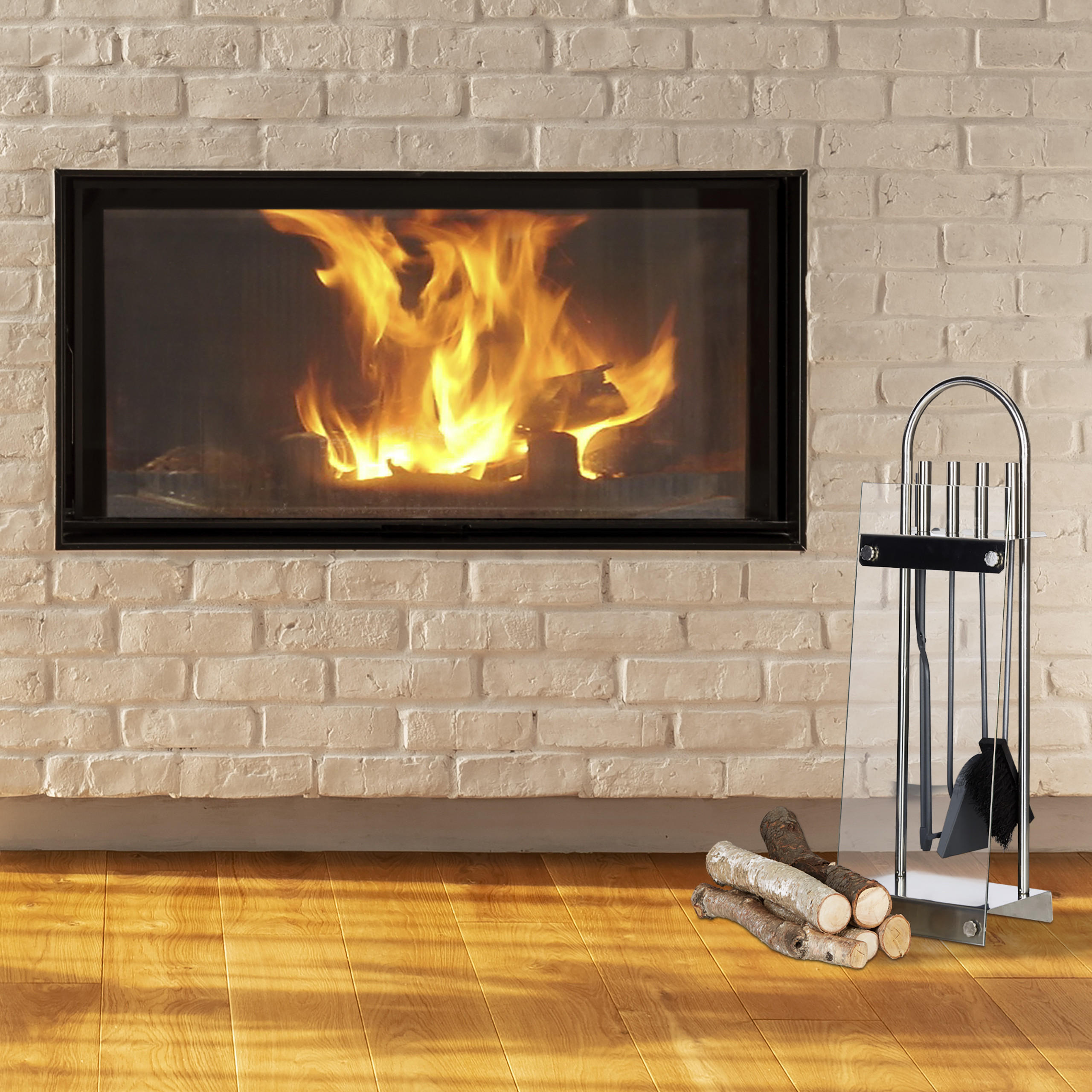 KAMINBESTECK - Multicolor, Glas/Metall (24.5/75/17cm) - Relaxdays