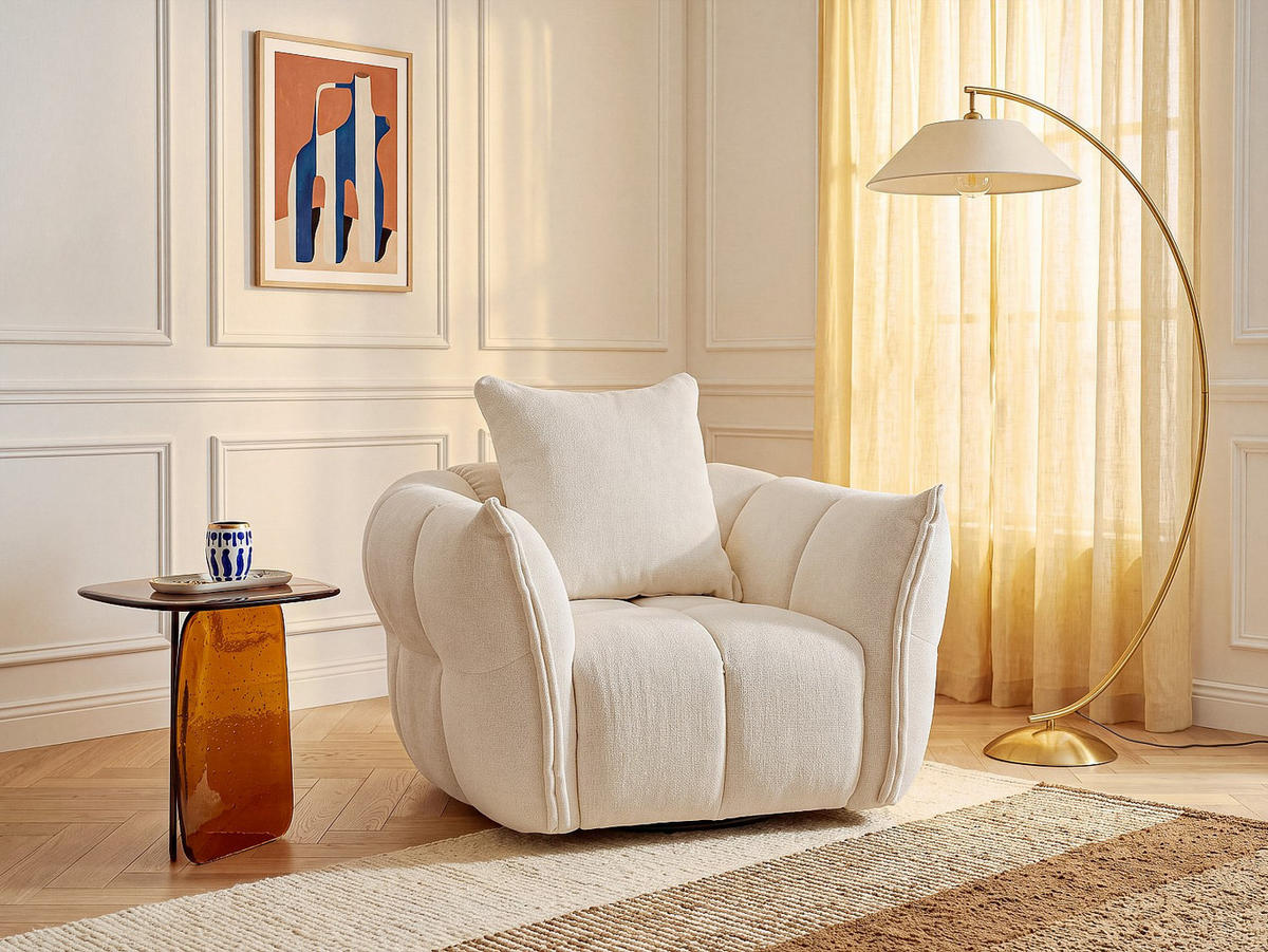 SESSEL mit gerader Rückenlehne - 1 Person - stoff - gebrochenes weiß Kimaca - Weiß, Kunststoff/Textil (110/69/96cm) - Vente-Unique