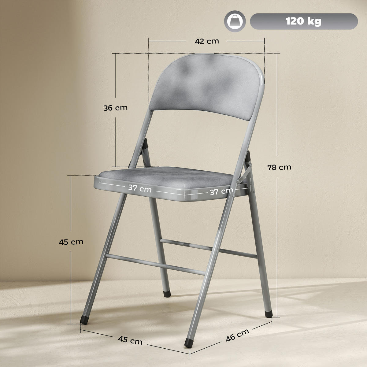 KLAPPSESSEL Grau 4 Stück - Grau, Naturmaterialien (45/78/46cm) - GiPP