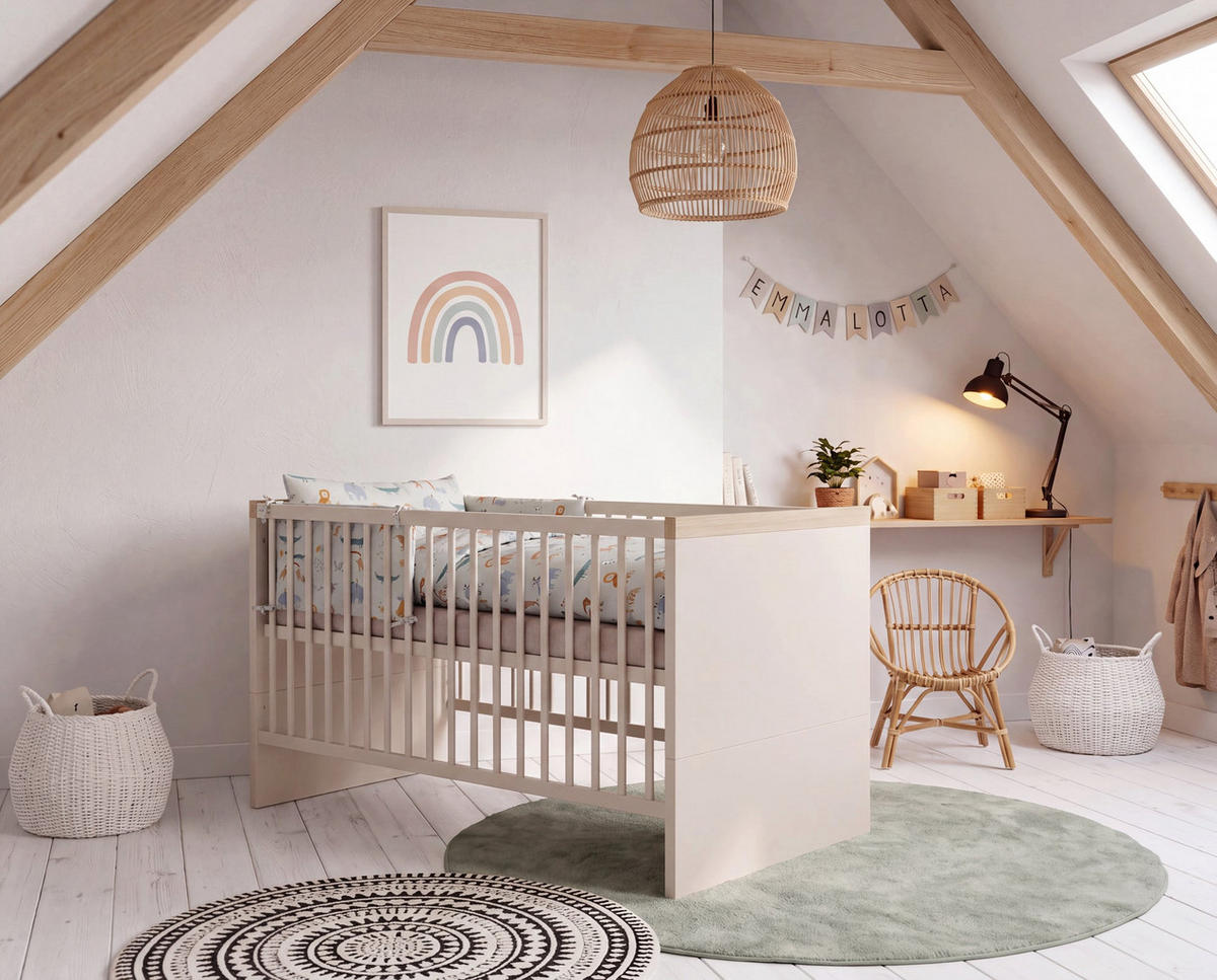 BABYBETT Jimmy Cashmere 70 x 140 cm - Kaschmir/Eichefarben, Holz/Holzwerkstoff (70/140cm) - Roba