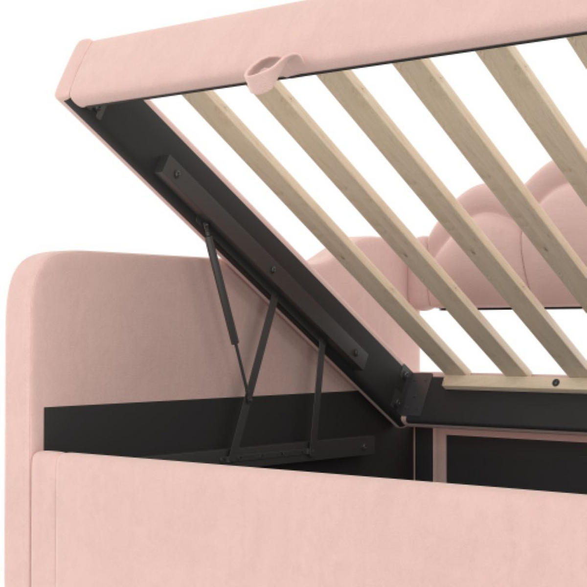 SCHLAFSOFA 90/200 cm in Rosa Samt mit Bettkasten und LED - Rosa, Holzwerkstoff/Textil (90/200cm) - CHICFURN