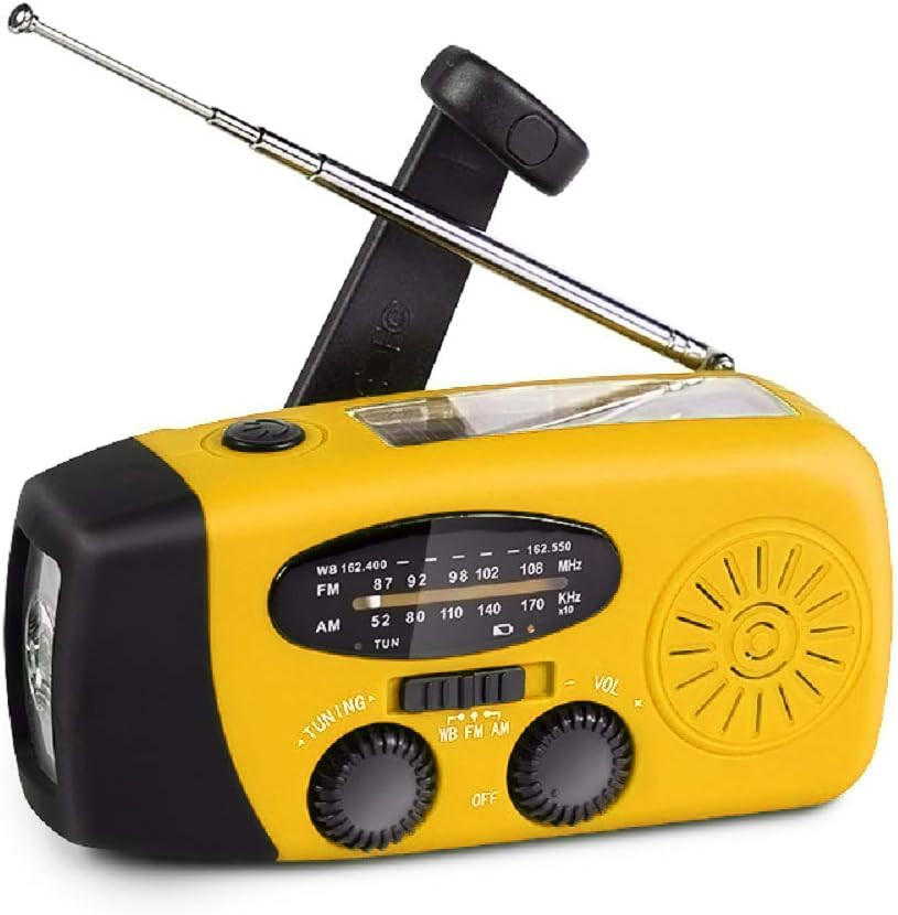 RADIO – NOAA AM/FM – Handkurbel-Generator / LED-Taschenlampe / 2000-mAh-Powerbank – Gelb - Gelb, Kunststoff (12.8/4/6.5cm) - DCA