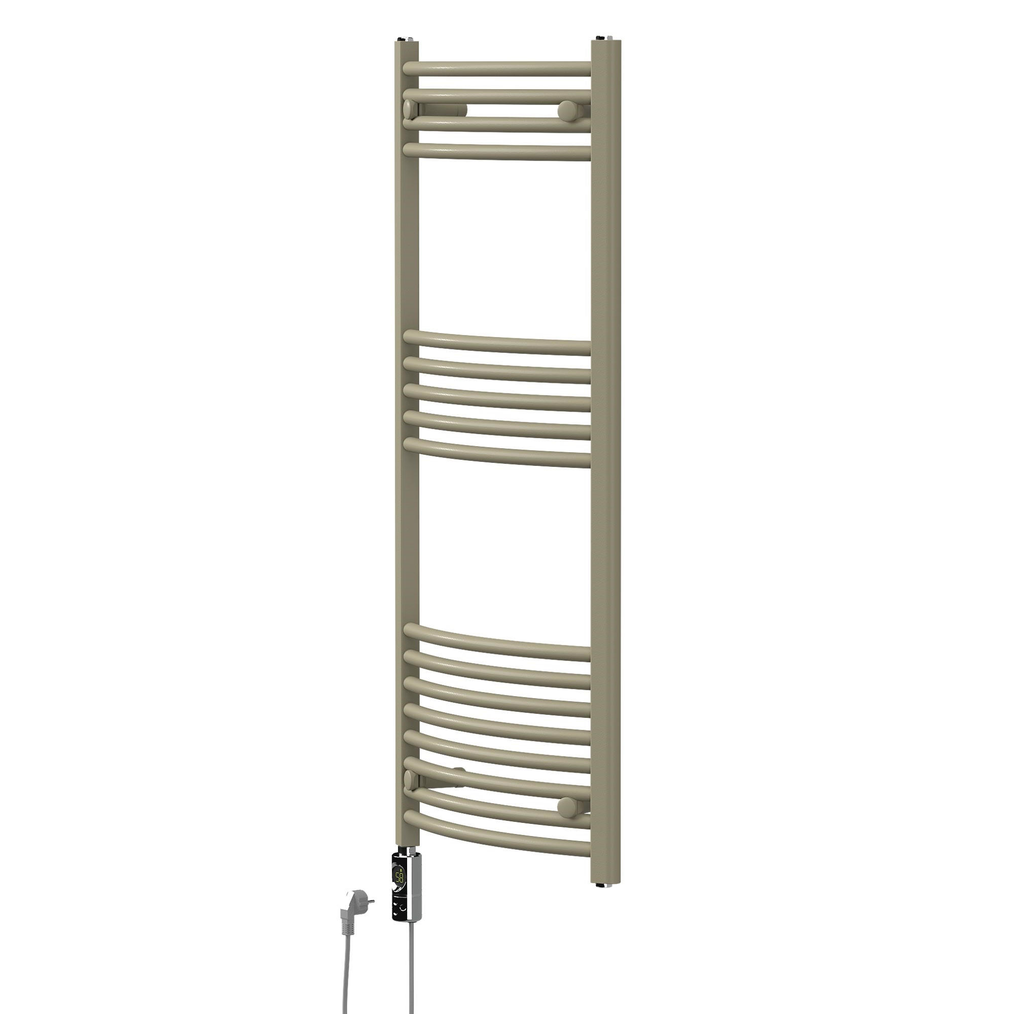 HANDTUCHHEIZKÖRPER elektrisch 500 x 1200 mm Beige Badheizkörper gebogen mit Seitenanschluss mit Heizstab 600W - Beige, Metall (50/120/3cm) - LuxeBath