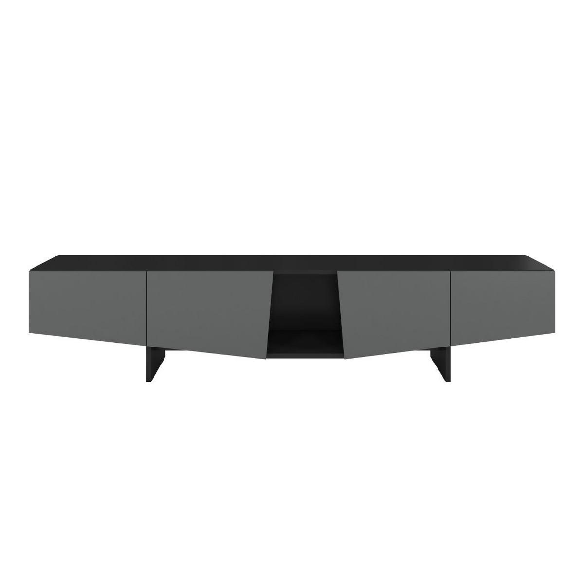 LOWBOARD Wing, Asymmetrische Fronten, 200 cm, Schwarz und Grau - Schwarz/Grau, Holzwerkstoff (200.2/43.8/41.8cm) - Skandica