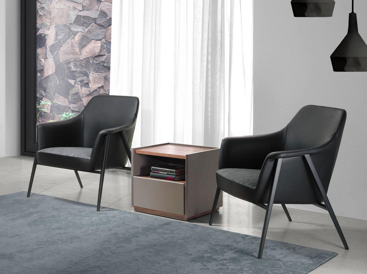 NACHTTISCH aus grauem Holz und Walnuss - Multicolor/Braun, Holz/Holzwerkstoff (50/45/45cm) - ANGEL CERDA