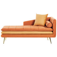 ČALOUNĚNÉ LEHÁTKO CHAISE LONGUE PRAVOSTRANNÉ Sametová látka Oranžové Gonesse - pomerančová/zlatá, textil (160/72/79cm) - Beliani