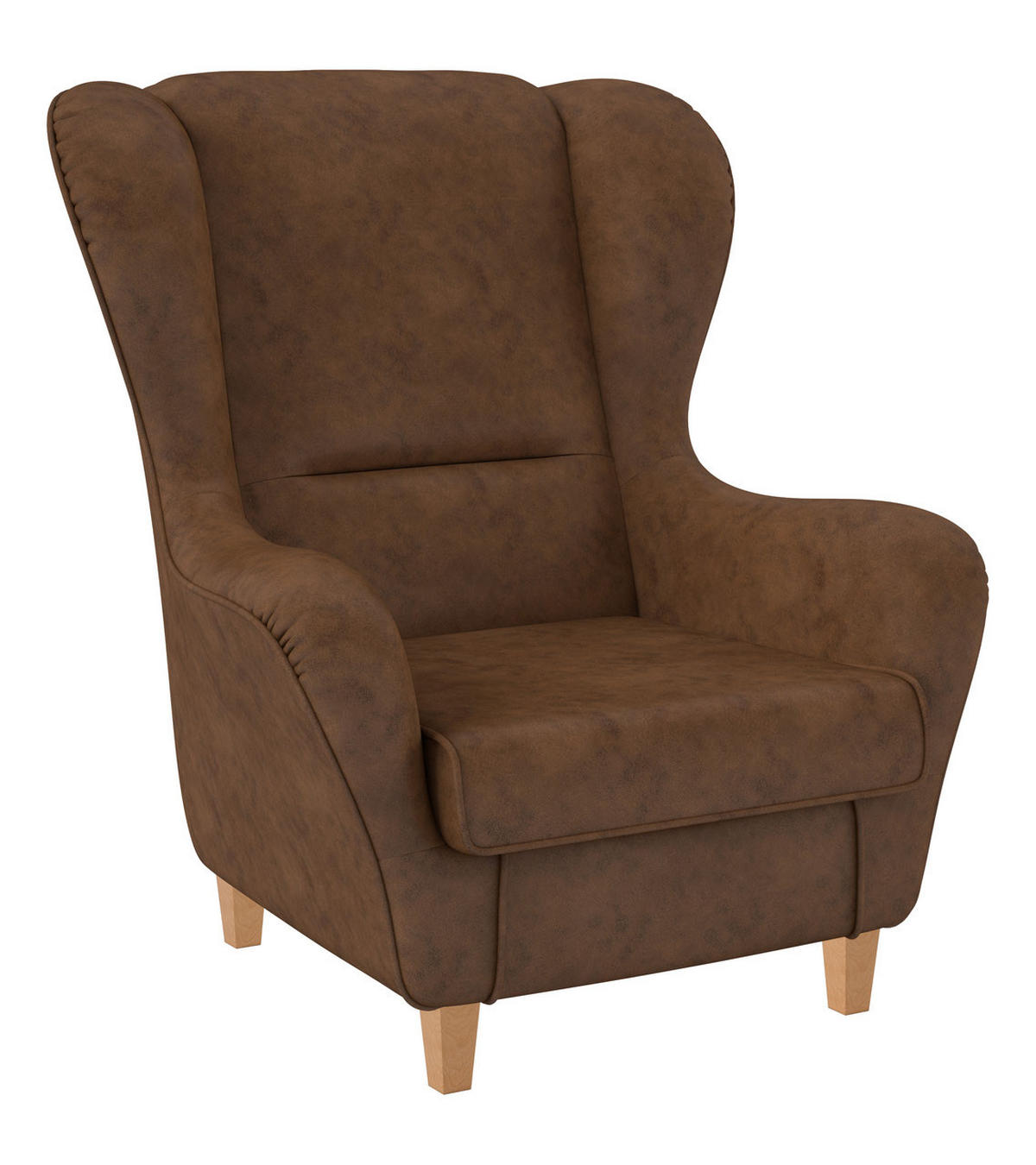 OHRENSESSEL Sofia, Relaxsessel mit Hocker | Kunstleder Texas Rehbraun - Hellbraun, Kunststoff/Textil (92/68/95cm) - Supellex