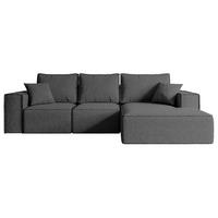 ECKSOFA mit Schlaffunktion und Bettkasten SERRA-L-S - 266x161x87 cm Grau Bouclé - Schwarz/Grau, Holzwerkstoff/Kunststoff (266/161cm) - ALTDECOR