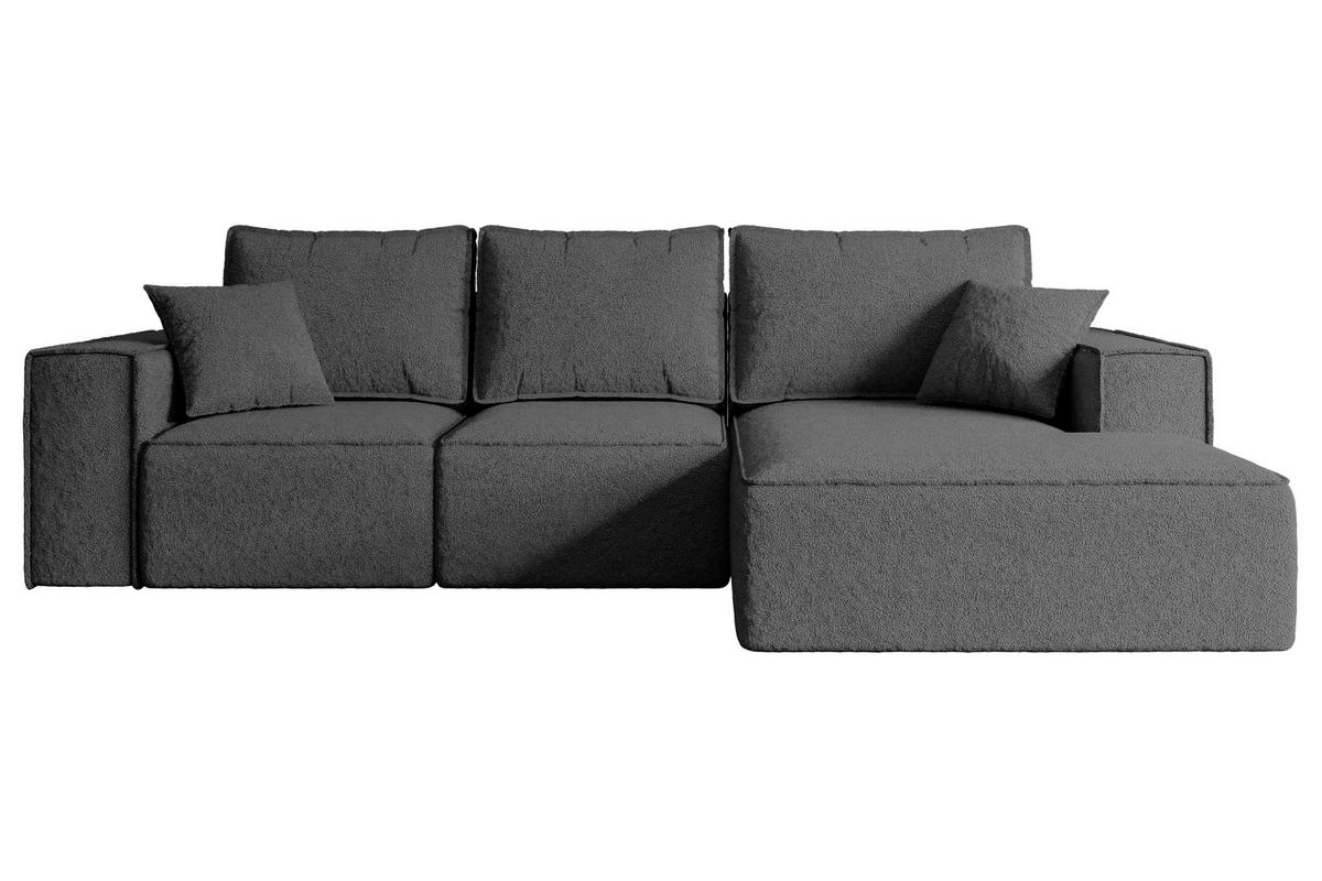 ECKSOFA mit Schlaffunktion und Bettkasten SERRA-L-S - 266x161x87 cm Grau Bouclé - Schwarz/Grau, Holzwerkstoff/Kunststoff (266/161cm) - ALTDECOR
