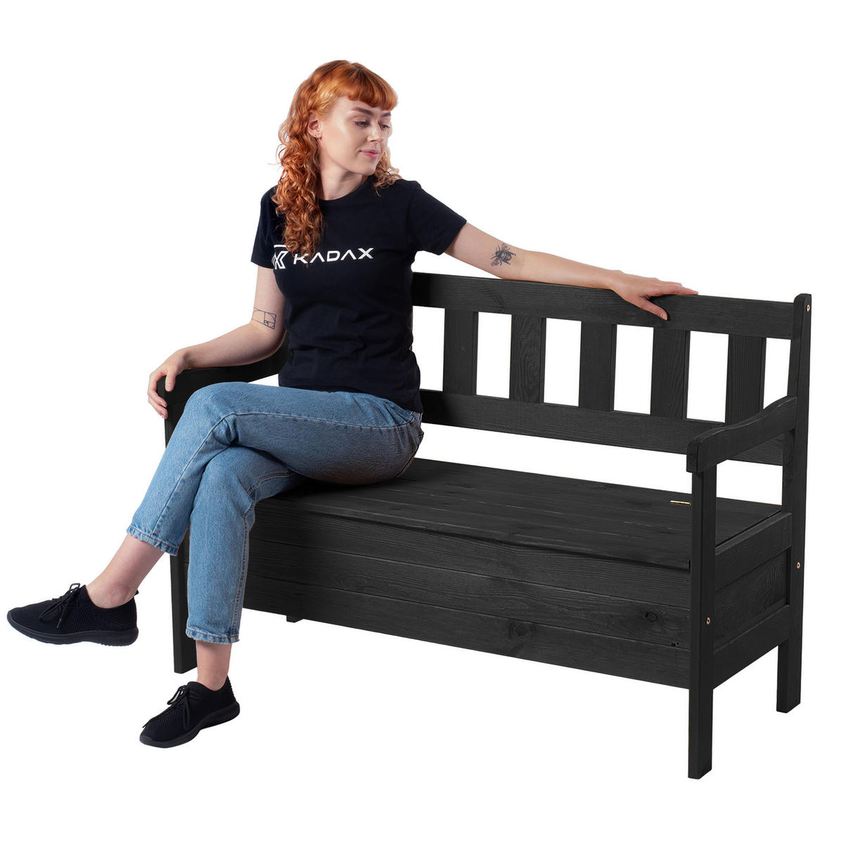 GARTENBANK mit Truhe in Anthrazit - Anthrazit, Holz (120/47cm) - KADAX